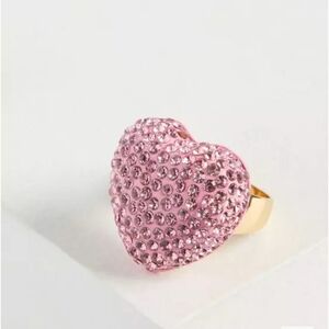 🆕️💗💍PINK HEART RHINESTONE PAVE STATEMENT - SIZE 11💍💗